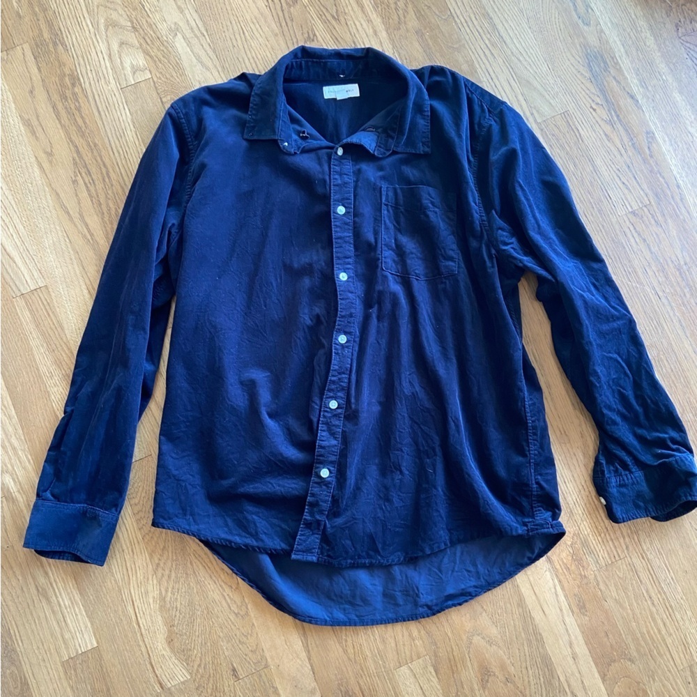 Mens navy free assembly corduroy button up size XL